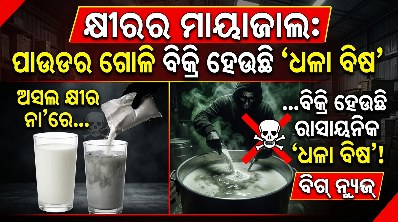 ଅସ୍ତରଙ୍ଗରେ କେମିକାଲ କ୍ଷୀରର ମାୟାଜାଲ: ପାଉଡର ଗୋଳି ବିକ୍ରି ହେଉଛି ‘ଧଳା ବିଷ’