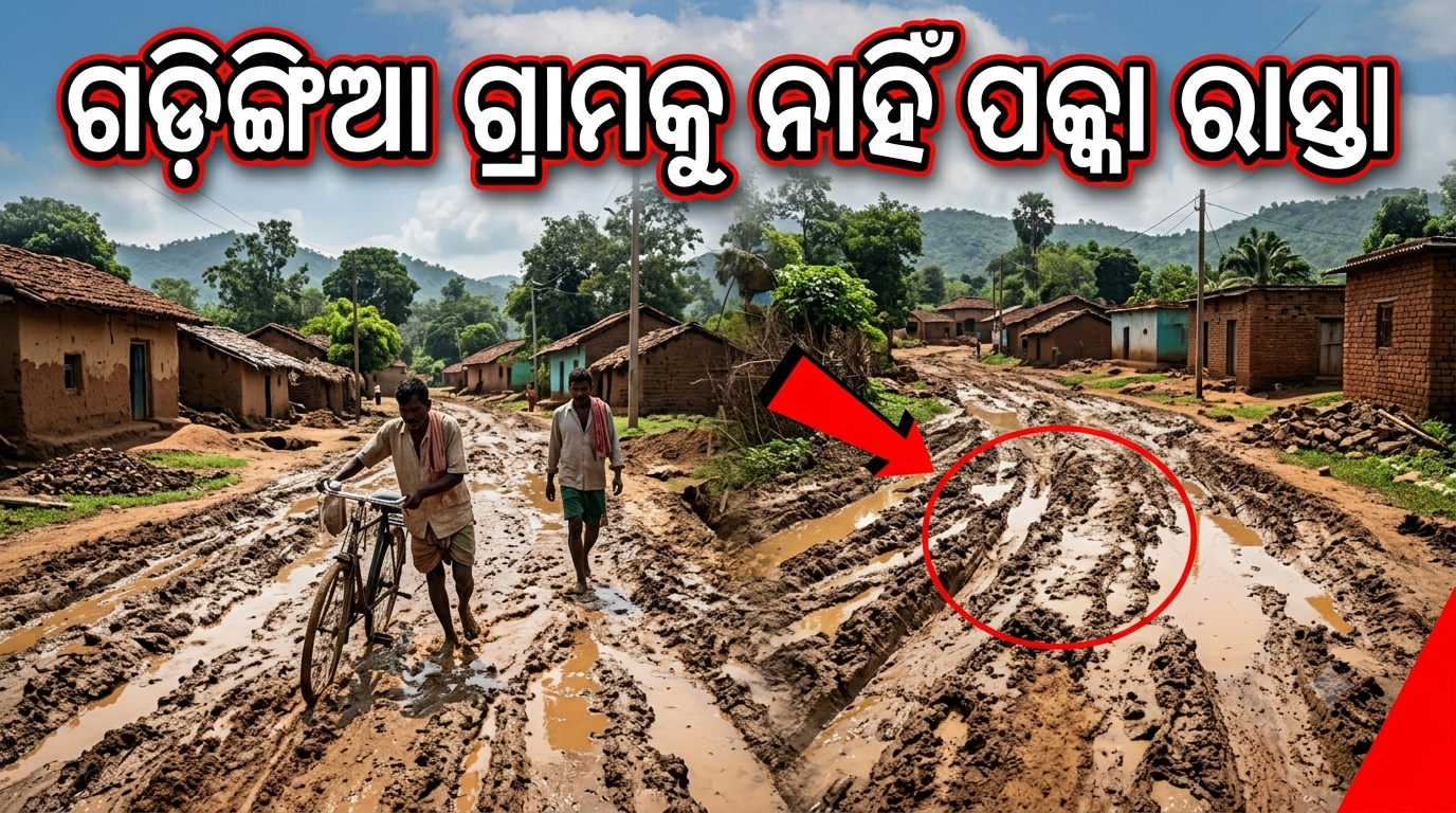 ଜି.ଉଦୟଗିରି: ନାରାରେ ଅଟକିଛି ବିକାଶ, ଗଡ଼ିଙ୍ଗିଆ ଗ୍ରାମକୁ ନାହିଁ ପକ୍କା ରାସ୍ତା