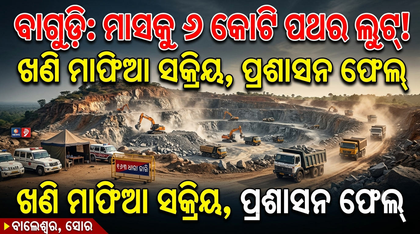 ବାଗୁଡ଼ି ପାହାଡ଼ରୁ ମାସିକ ୬ କୋଟି ଟଙ୍କାର ପଥର ଲୁଟ୍; ପ୍ରଶାସନ ଓ ଖଣି ବିଭାଗ ନିଷ୍କ୍ରିୟ