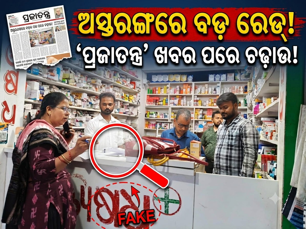ଅସ୍ତରଙ୍ଗ ବଜାରରେ ବଡ଼ ଧରପକଡ଼, ମେଡିକାଲ ଷ୍ଟୋରରେ ଡ୍ରଗ୍ସ ବିଭାଗର ରେଡ୍