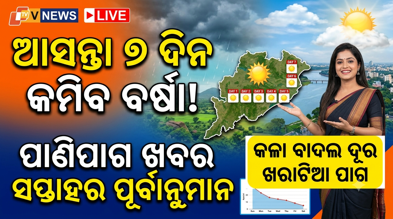 ଆସନ୍ତା ୭ ଦିନ ଲଘୁଚାପ ପ୍ରଭାବ ନାହିଁ, କମିବ ବର୍ଷା